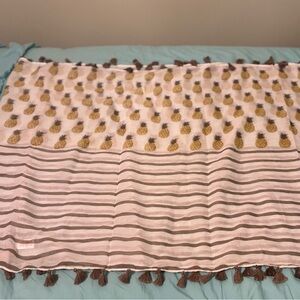 LOFT Pineapple Patterned scarf- Cream and Brown